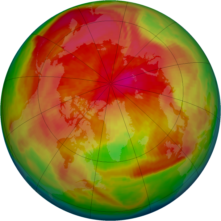 Arctic ozone map for 25 March 1980
